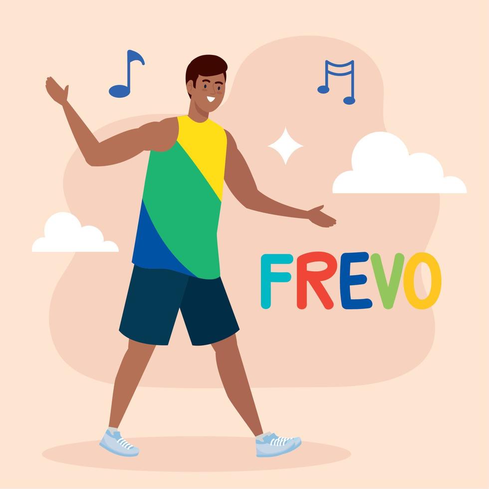 lettrage de célébration frevo avec danseur masculin vecteur