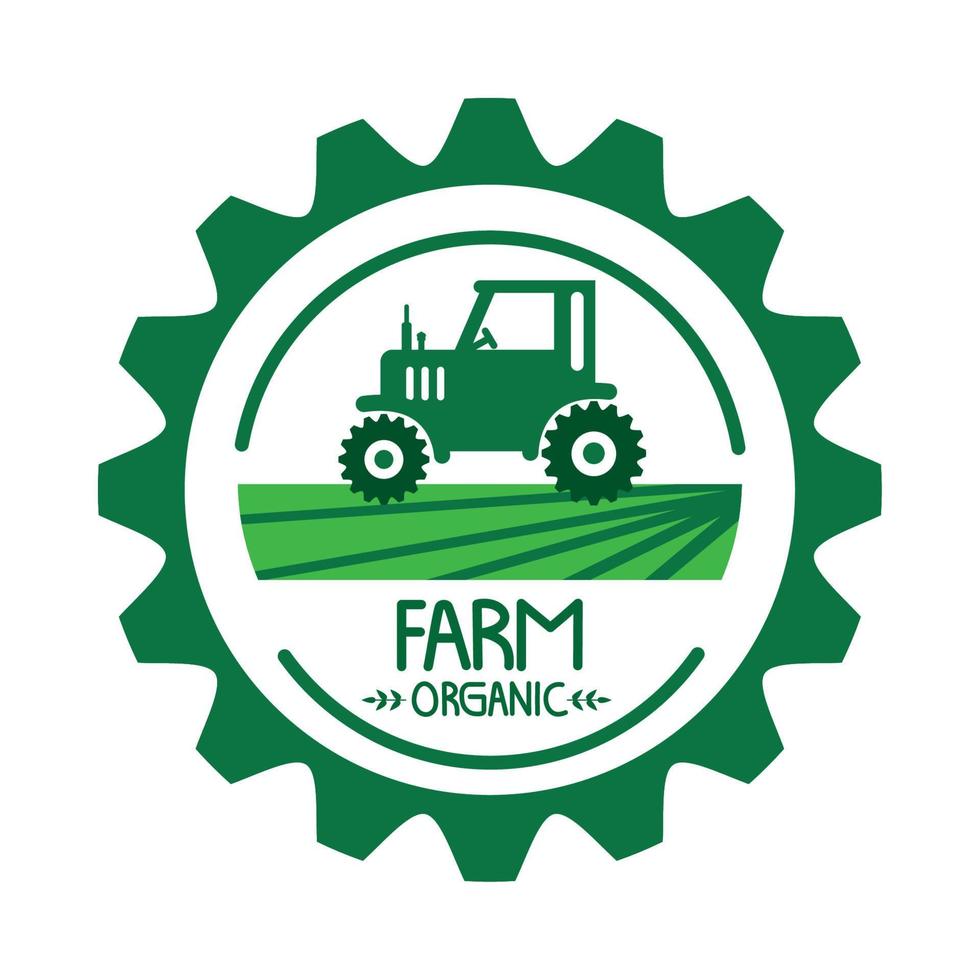 sceau de tracteur agricole biologique vecteur