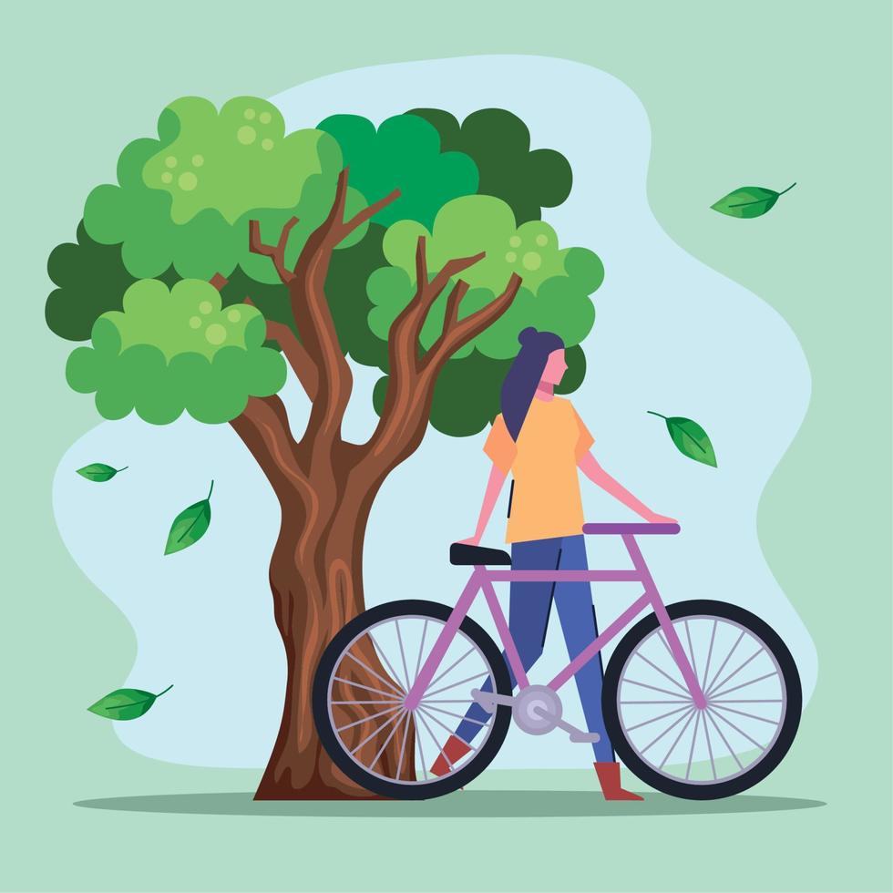 cycliste féminine et arbre vecteur