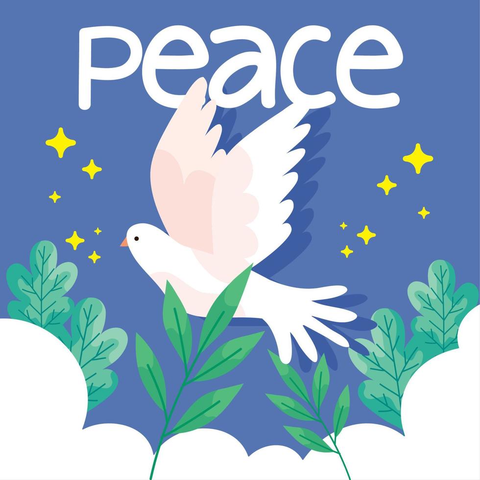 lettrage de paix avec colombe vecteur