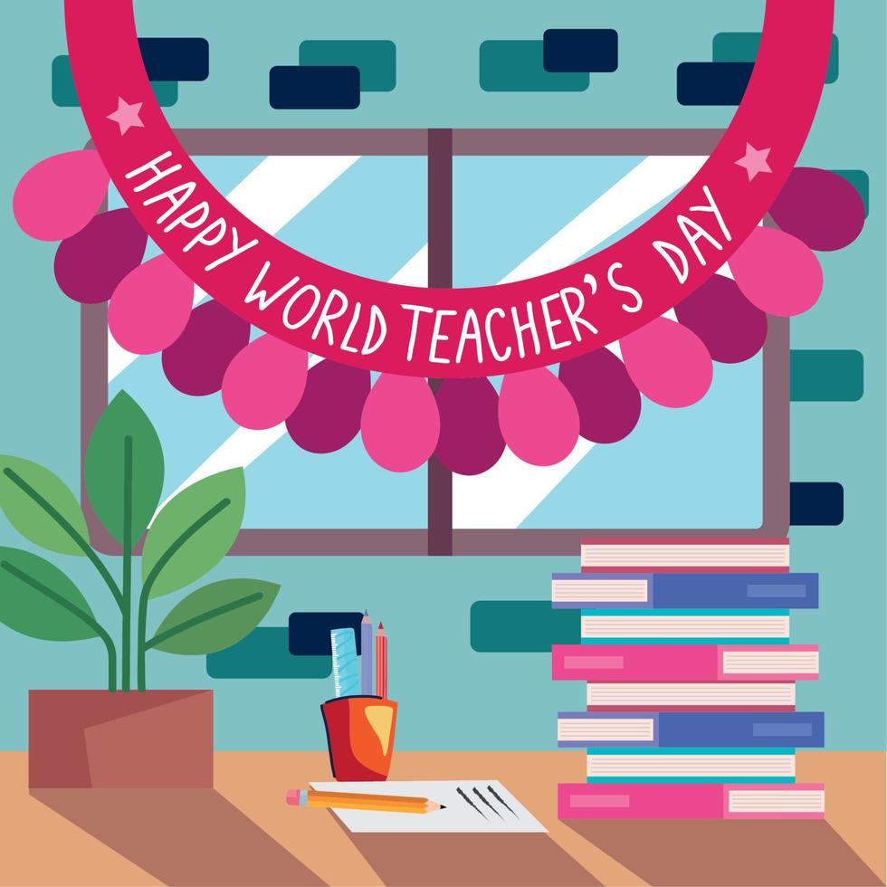 journée mondiale des enseignants en guirlandes vecteur