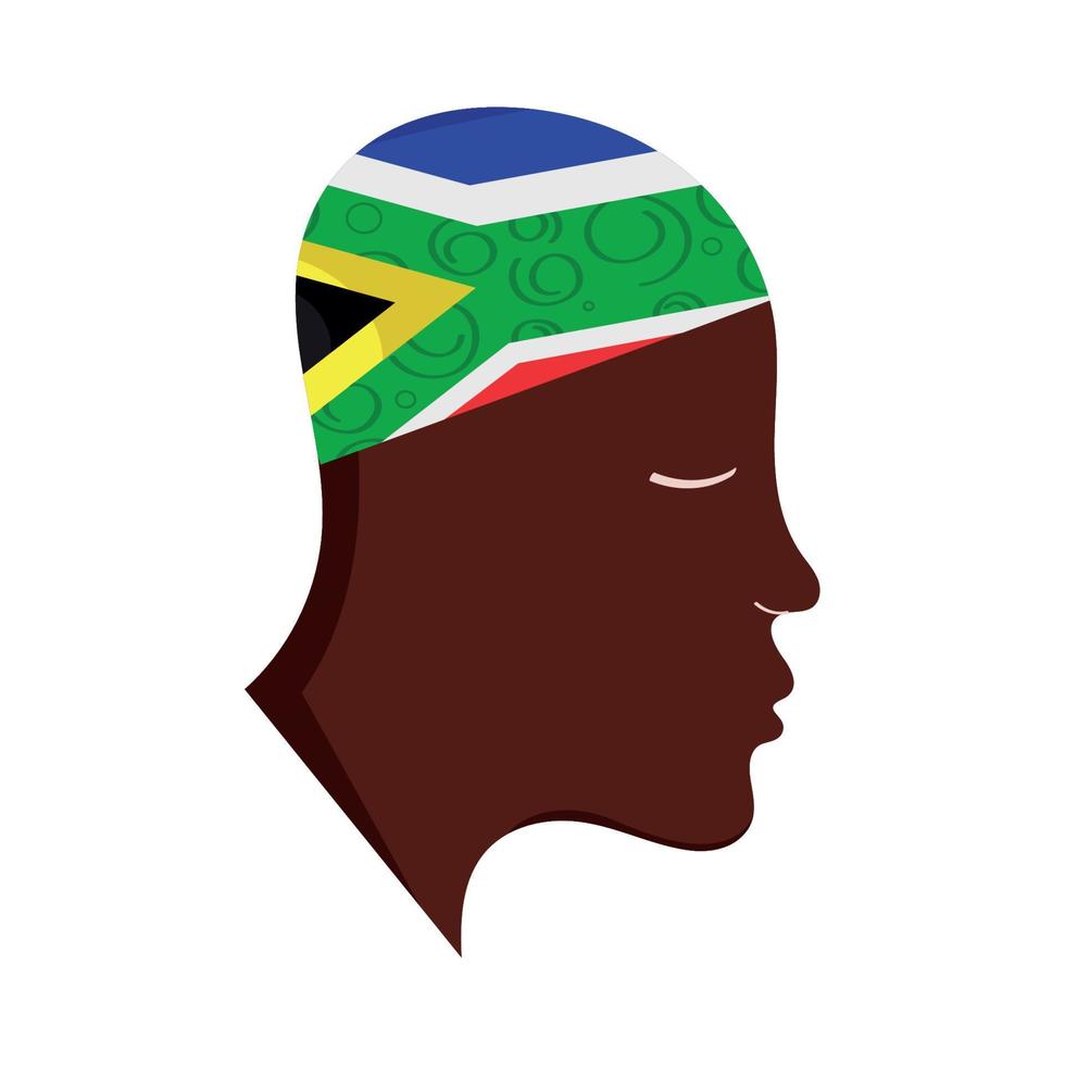 drapeau de l'afrique du sud dans la tête vecteur