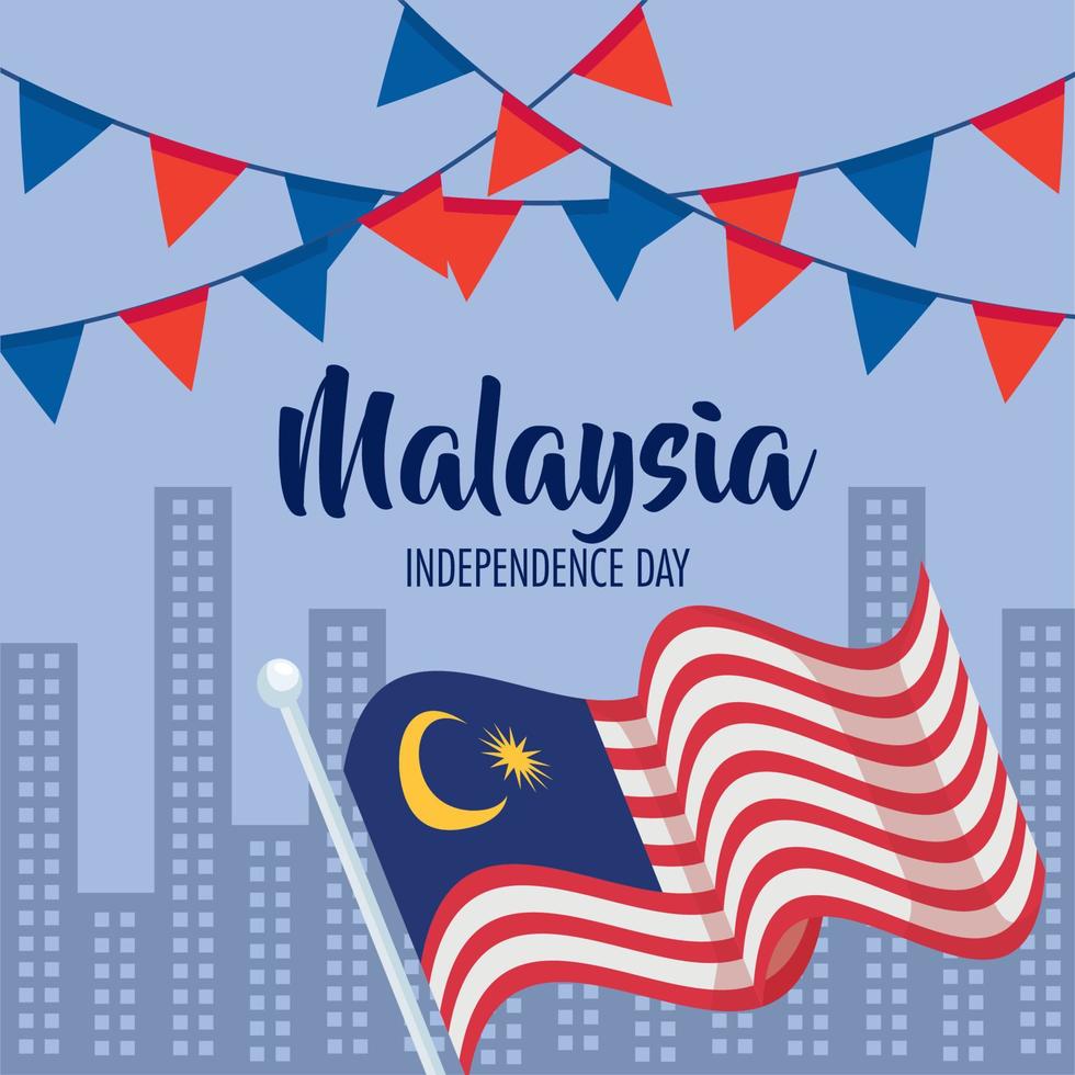 carte de lettrage du jour de l'indépendance de la malaisie vecteur