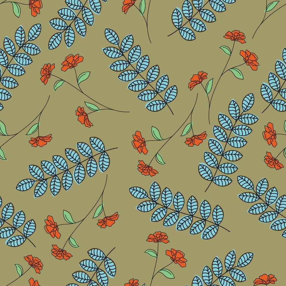 fleurs tropicales sur fond de feuilles de palmier. modèle sans couture avec des feuilles et des fleurs de plantes tropicales. illustration tropicale. feuillage de la jungle. modèle vectoriel sans couture pour tissus, emballages, cadeaux