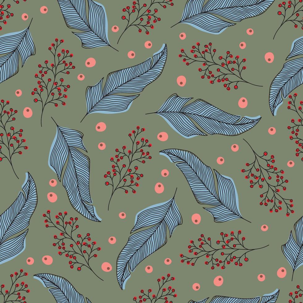 fleurs tropicales sur fond de feuilles de palmier. modèle sans couture avec des feuilles et des fleurs de plantes tropicales. illustration tropicale. feuillage de la jungle. modèle vectoriel sans couture pour tissus, emballages, cadeaux