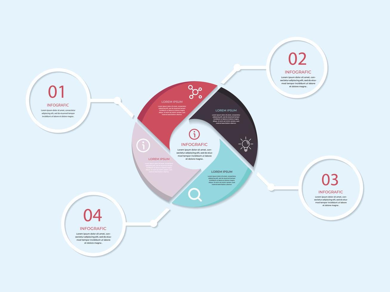 infographie de présentation d'entreprise modèle de conception de vecteur 3d abstrait avec 4 étapes ou options. peut être utilisé pour la mise en page du flux de travail, le diagramme, le rapport annuel, la conception Web, la bannière créative, le vecteur d'étiquette