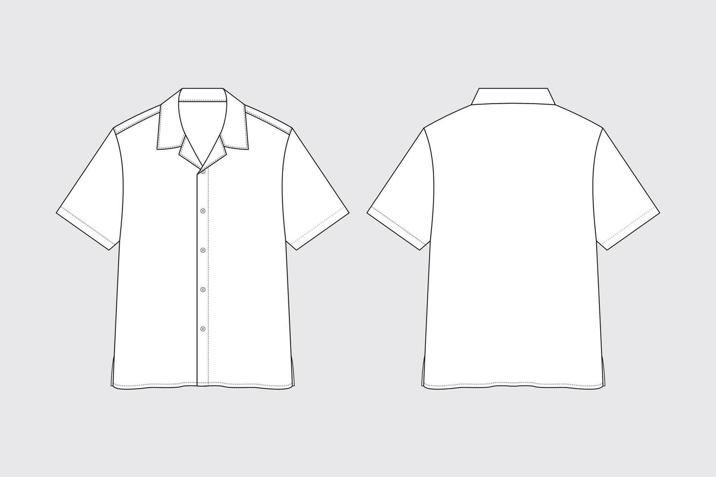 ensemble dillustration de mode technique de chemise à col ouvert à manches courtes vecteur