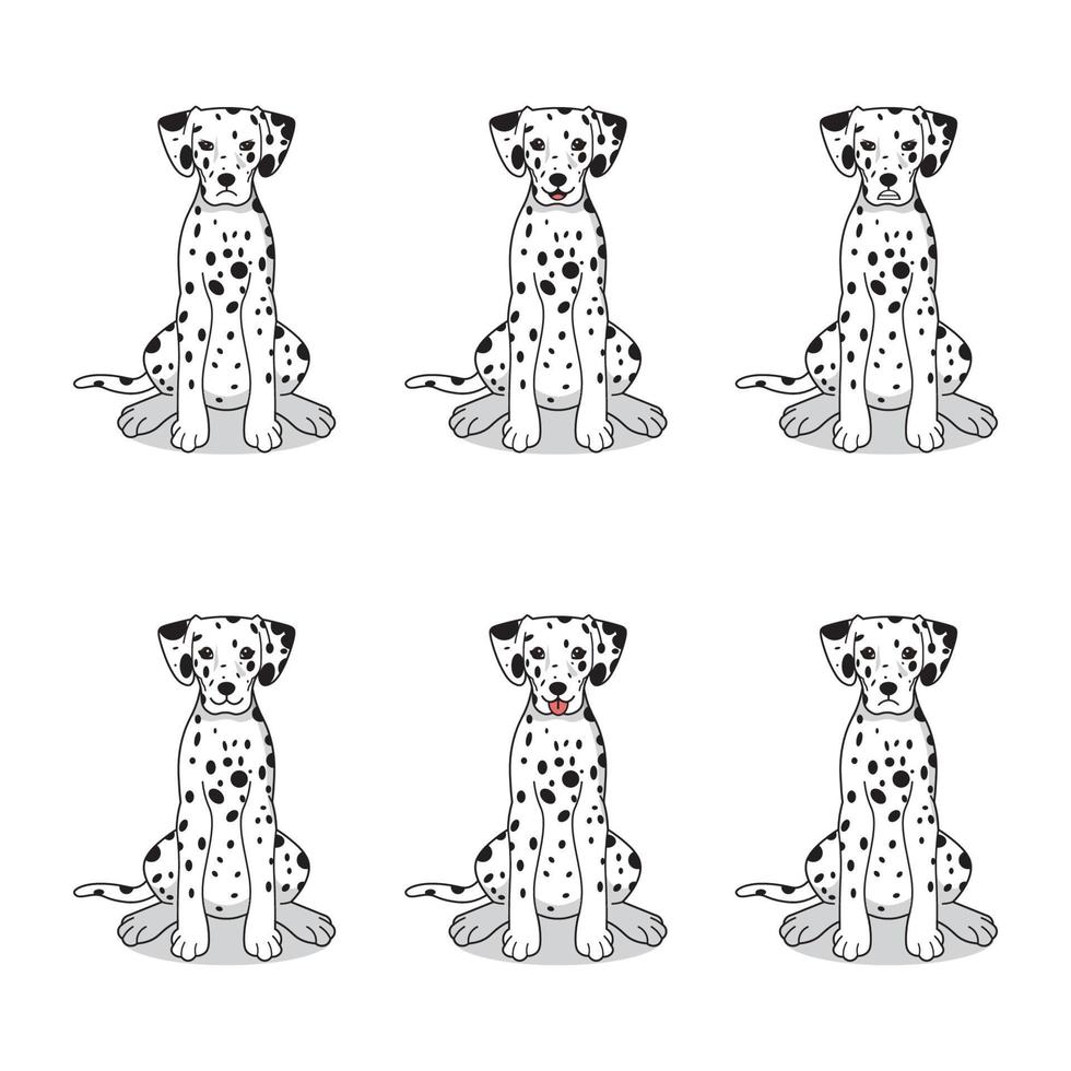 ensemble de chiens dalmatiens avec différentes expressions vecteur