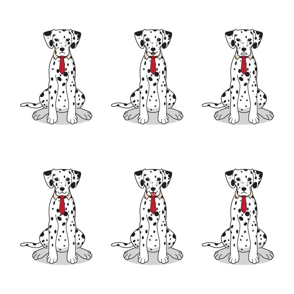 ensemble de chiens dalmatiens avec cravate rouge vecteur