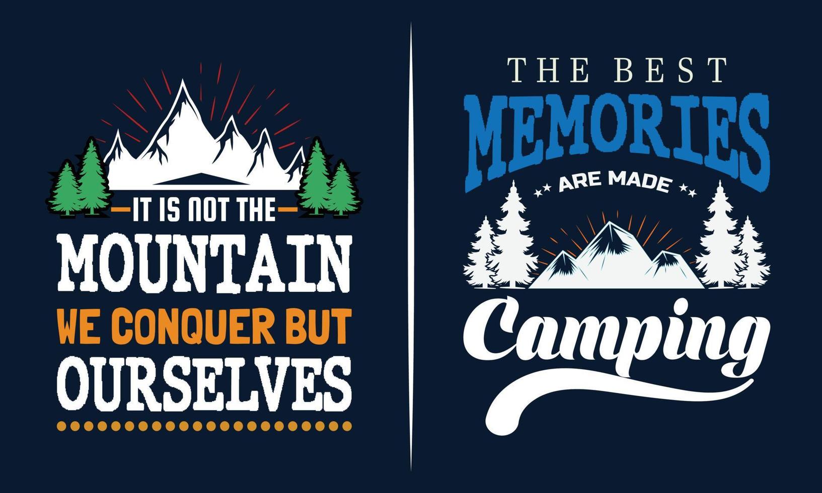 montagne, conception de t-shirt de camping vecteur