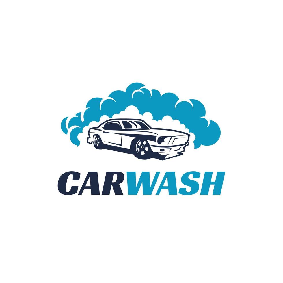 logo de détail auto de lavage de voiture bleu vecteur