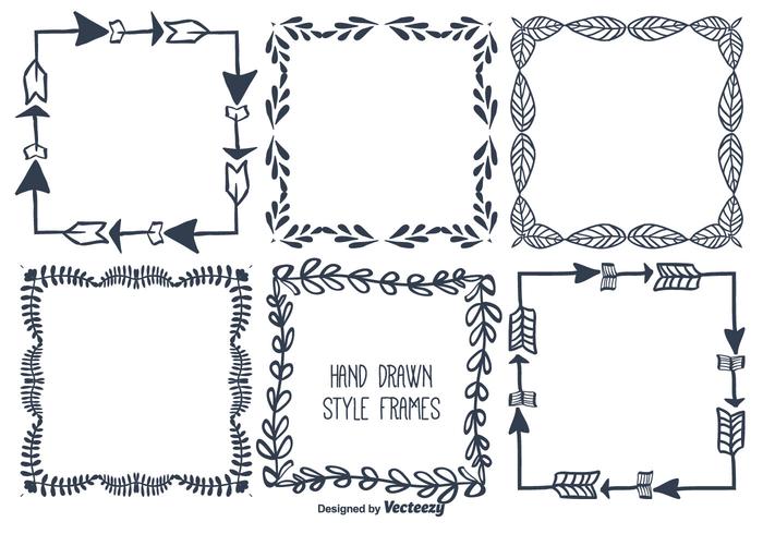 Ensemble de cadre de vecteur dessiné à la main