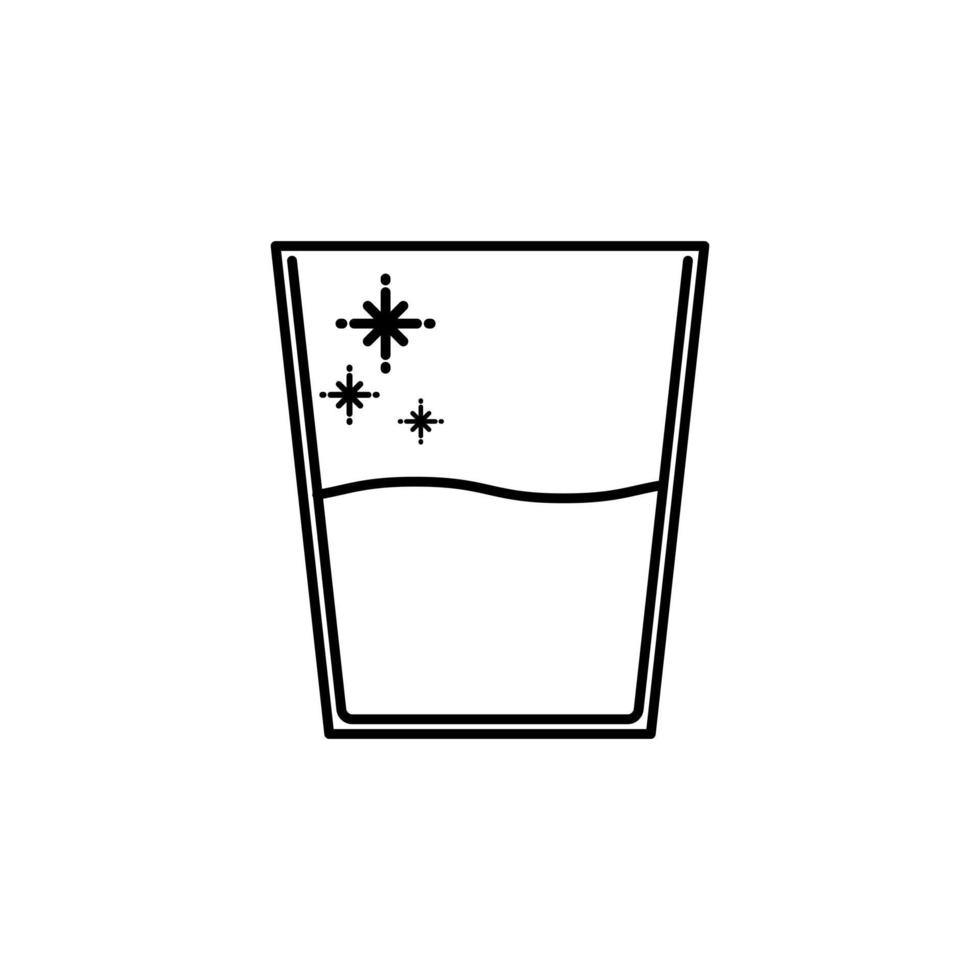 icône de ligne de verre ou de tasse avec de l'eau froide. sur fond blanc. isolé, simple, lignes, silhouettes et style épuré. adapté aux symboles, signes, icônes ou logos vecteur