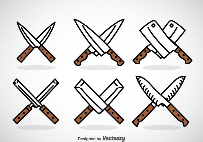 Ensembles d'icônes Cross Knife vecteur
