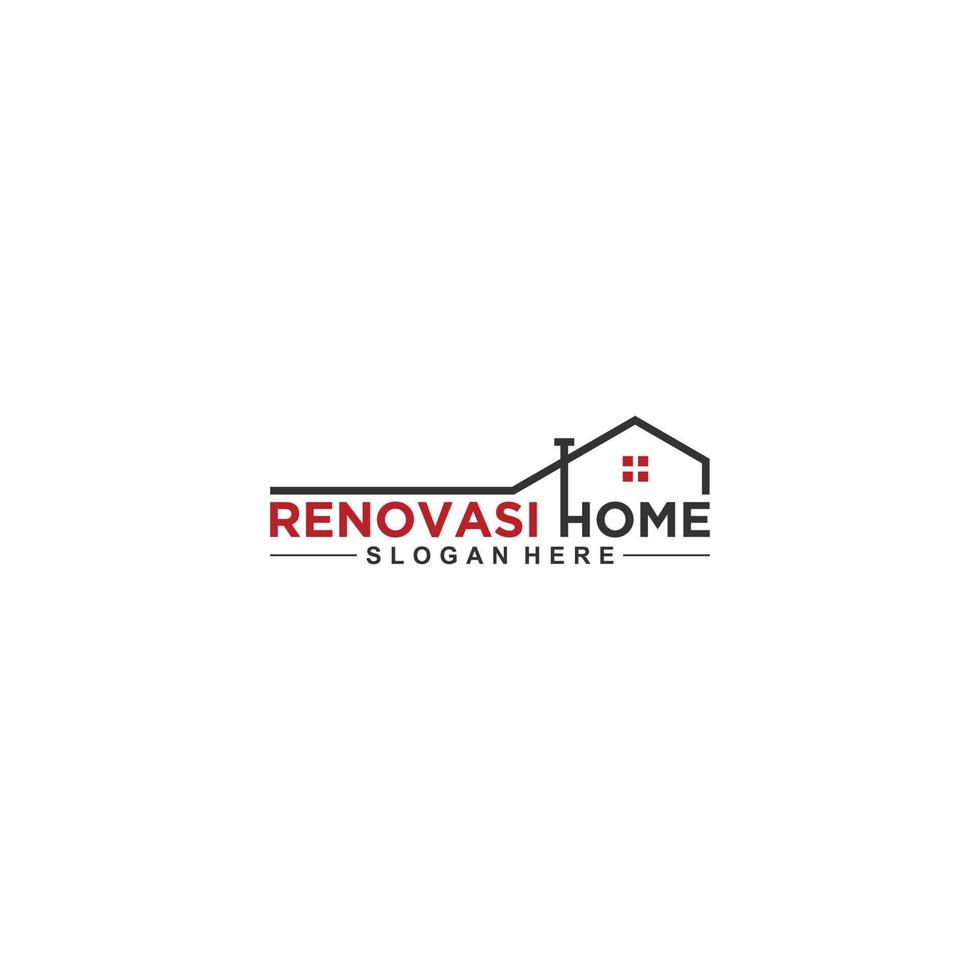 logo pour la rénovation domiciliaire avec des illustrations de maison simples faciles à reconnaître et à mémoriser vecteur