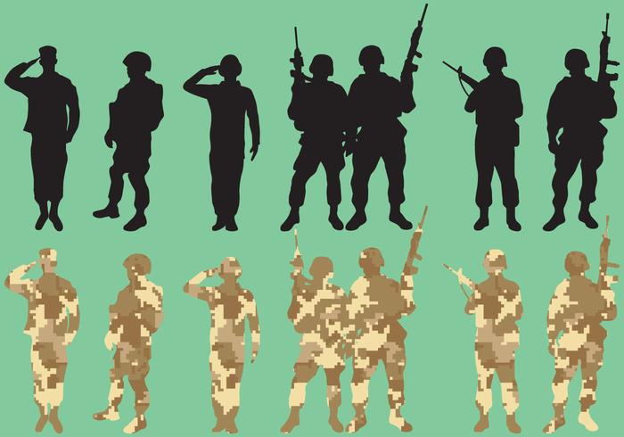 Silhouettes de vecteurs d'escouade militaire vecteur