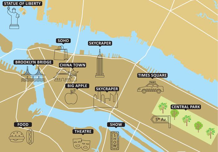 Carte touristique New York Vector
