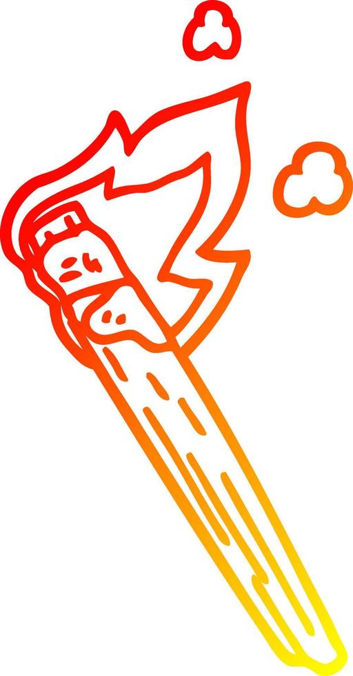 ligne de gradient chaud dessinant la marque de torche brûlante de dessin animé vecteur