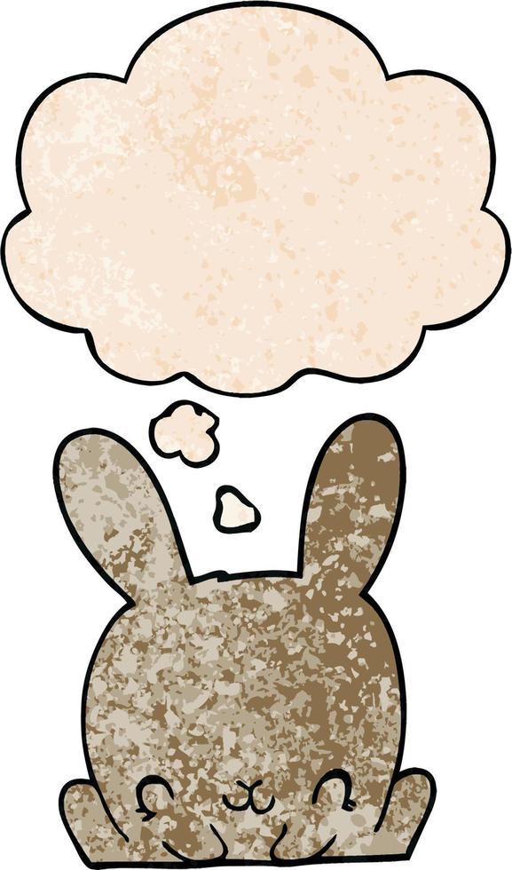 lapin de dessin animé et bulle de pensée dans le style de motif de texture grunge vecteur