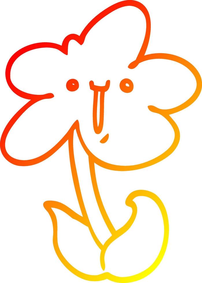 ligne de gradient chaud dessinant une fleur de dessin animé vecteur