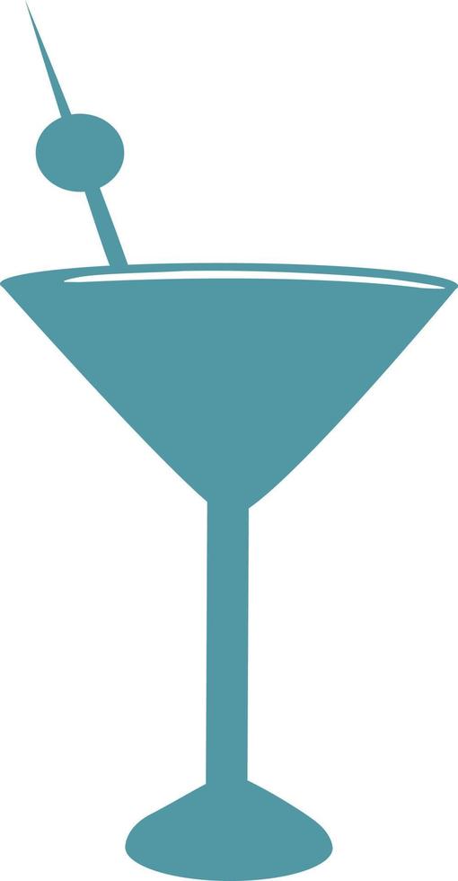 verre à martini avec olive sur brochette objet vectoriel de couleur semi-plat. cocktail Party. article de taille normale sur blanc. boire une illustration de style dessin animé simple pour la conception graphique et l'animation web