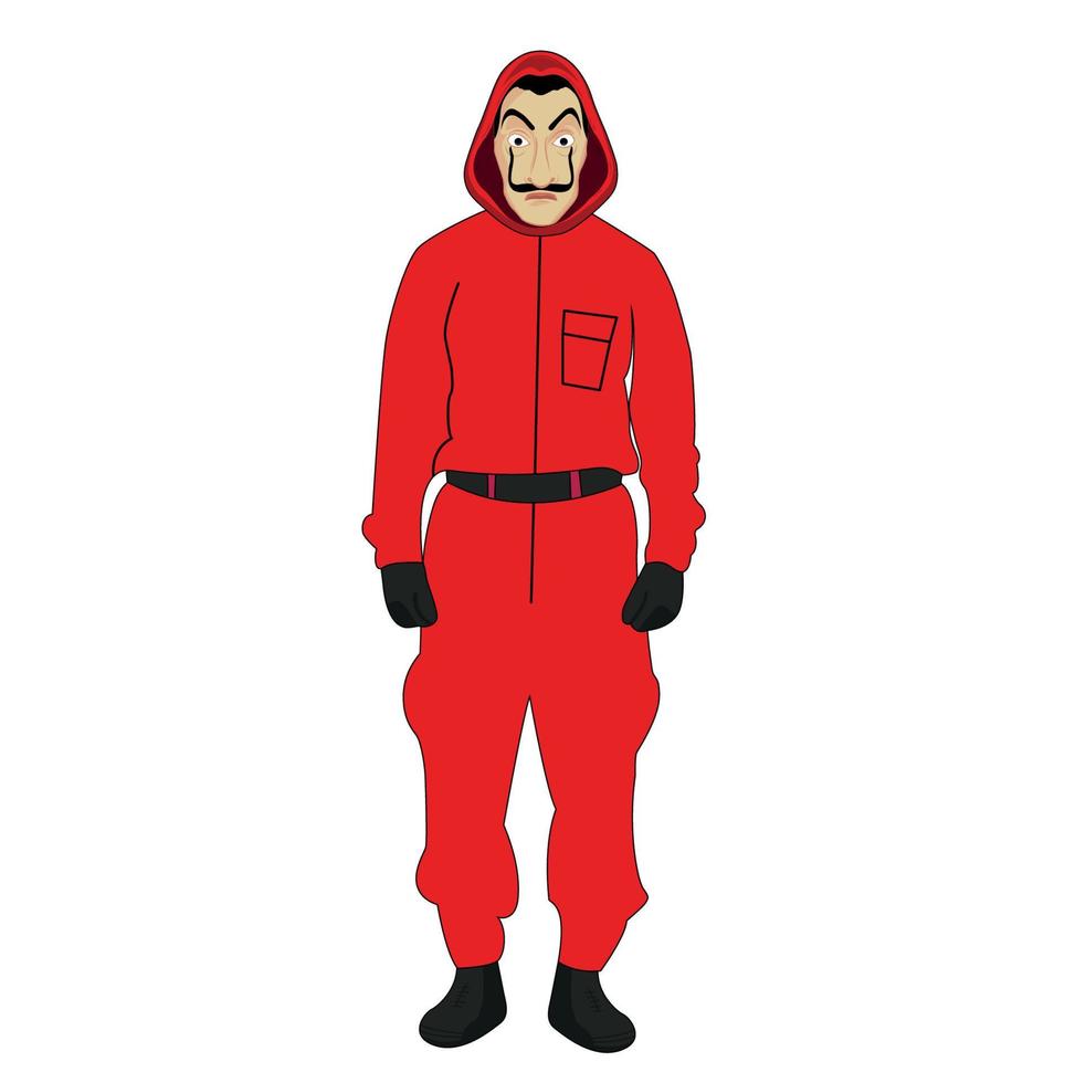 masque dali et vêtements rouges vol d'argent la casa de papel conception graphique film netflix illustration vectorielle abstraite sur fond blanc vecteur