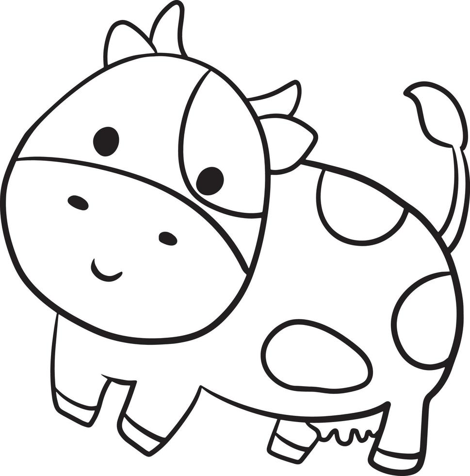 vache doodle dessin animé kawaii anime mignonne coloriage vecteur