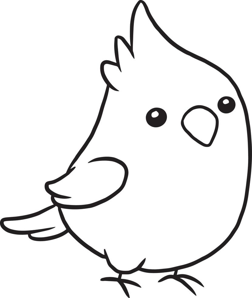 oiseau doodle dessin animé kawaii anime mignon coloriage vecteur