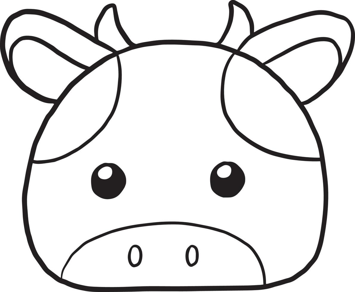 vache doodle dessin animé kawaii anime mignonne coloriage vecteur