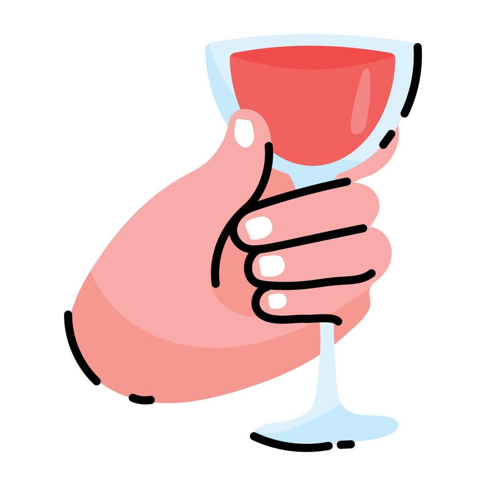 un autocollant doodle de verre à vin vecteur