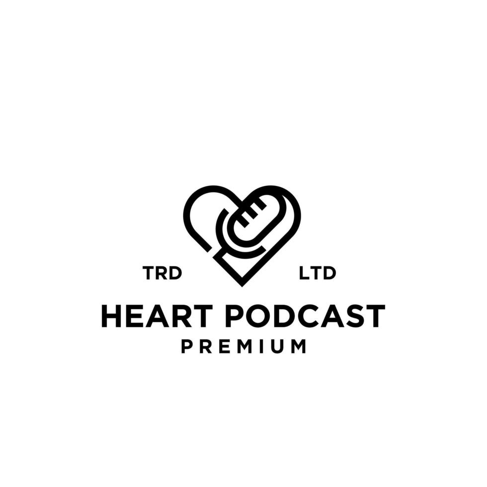 création de logo premium heart love podcast soins de santé vecteur