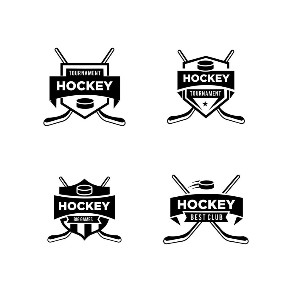 ensemble, collection, hockey, glace, équipe, logo, icône, conception vecteur