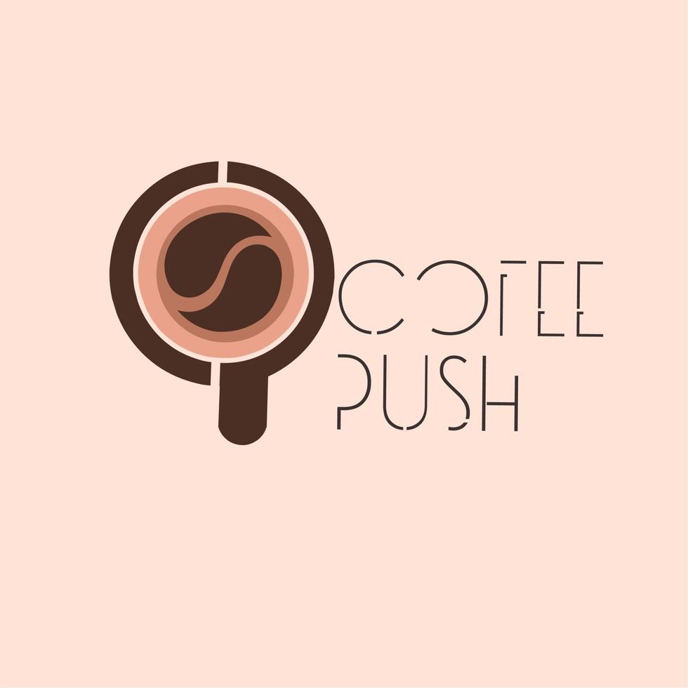 illustration vectorielle d'un logo de tasse de café, dans le style de la lettre cp ou coffee push, logo pour un café, vecteur