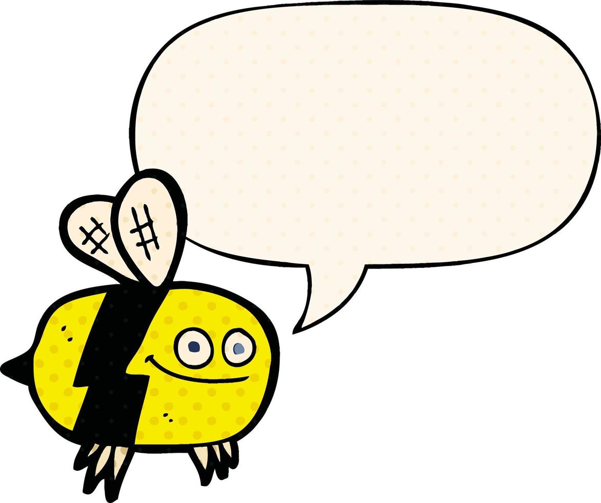 abeille de dessin animé et bulle de dialogue dans le style de la bande dessinée vecteur