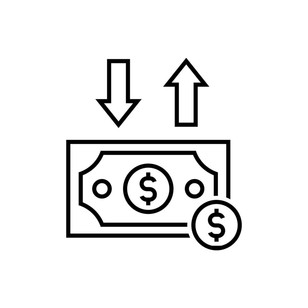 argent avec flèche haut et bas icône vecteur