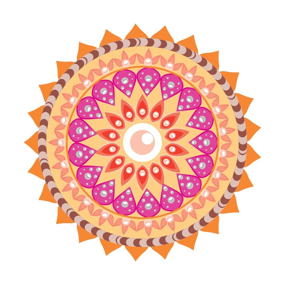 mandala orange décoratif vecteur