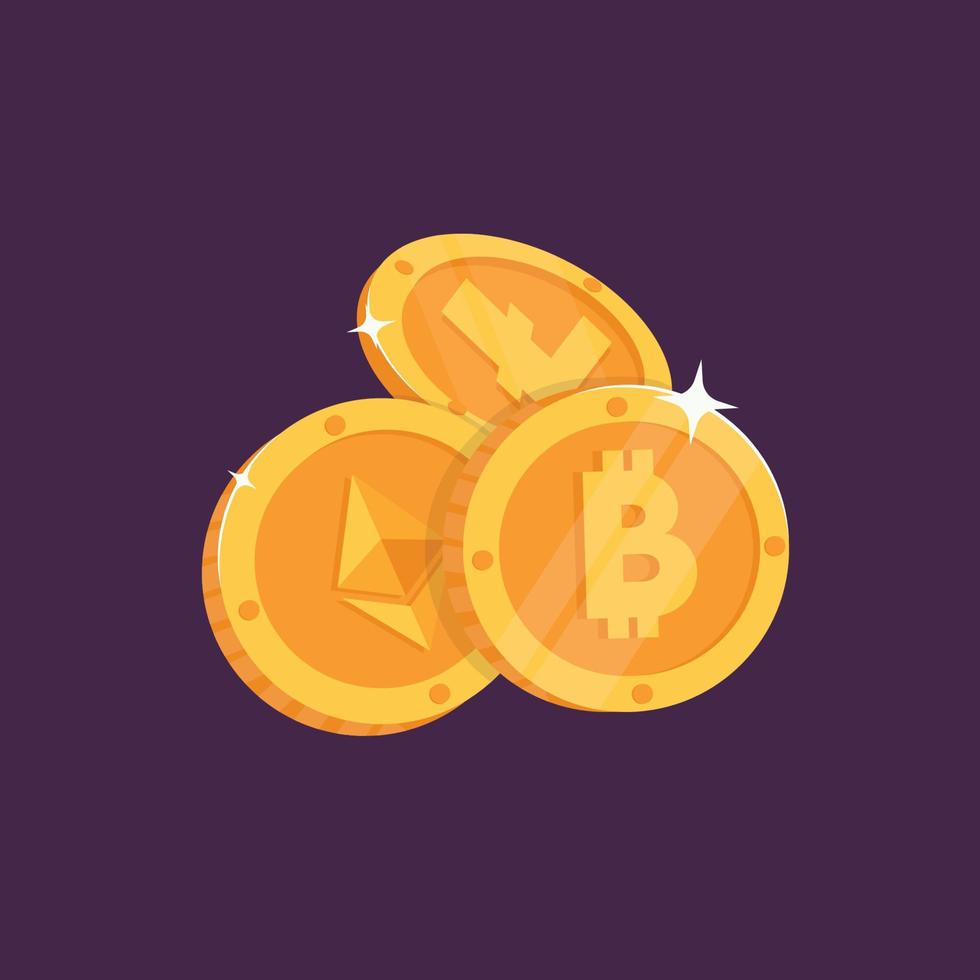 illustration vectorielle de pièce de crypto-monnaie dorée vecteur