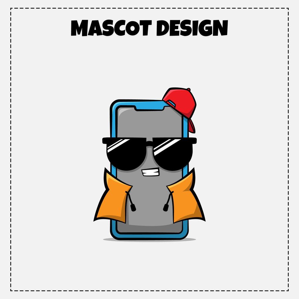 conception d'illustration de mascotte de smartphone de vecteur de logo