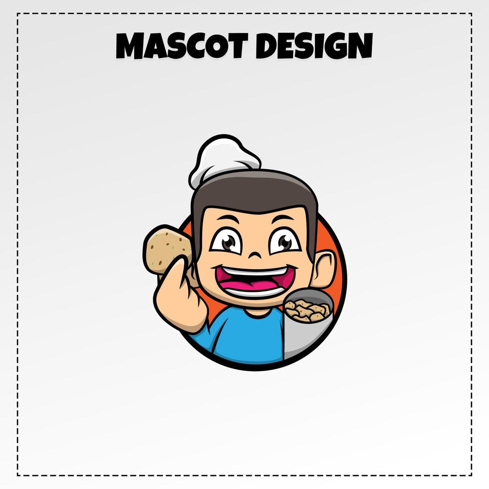vecteur de logo de cuisine traditionnelle indonésienne conception d'illustration de mascotte de rempeyek