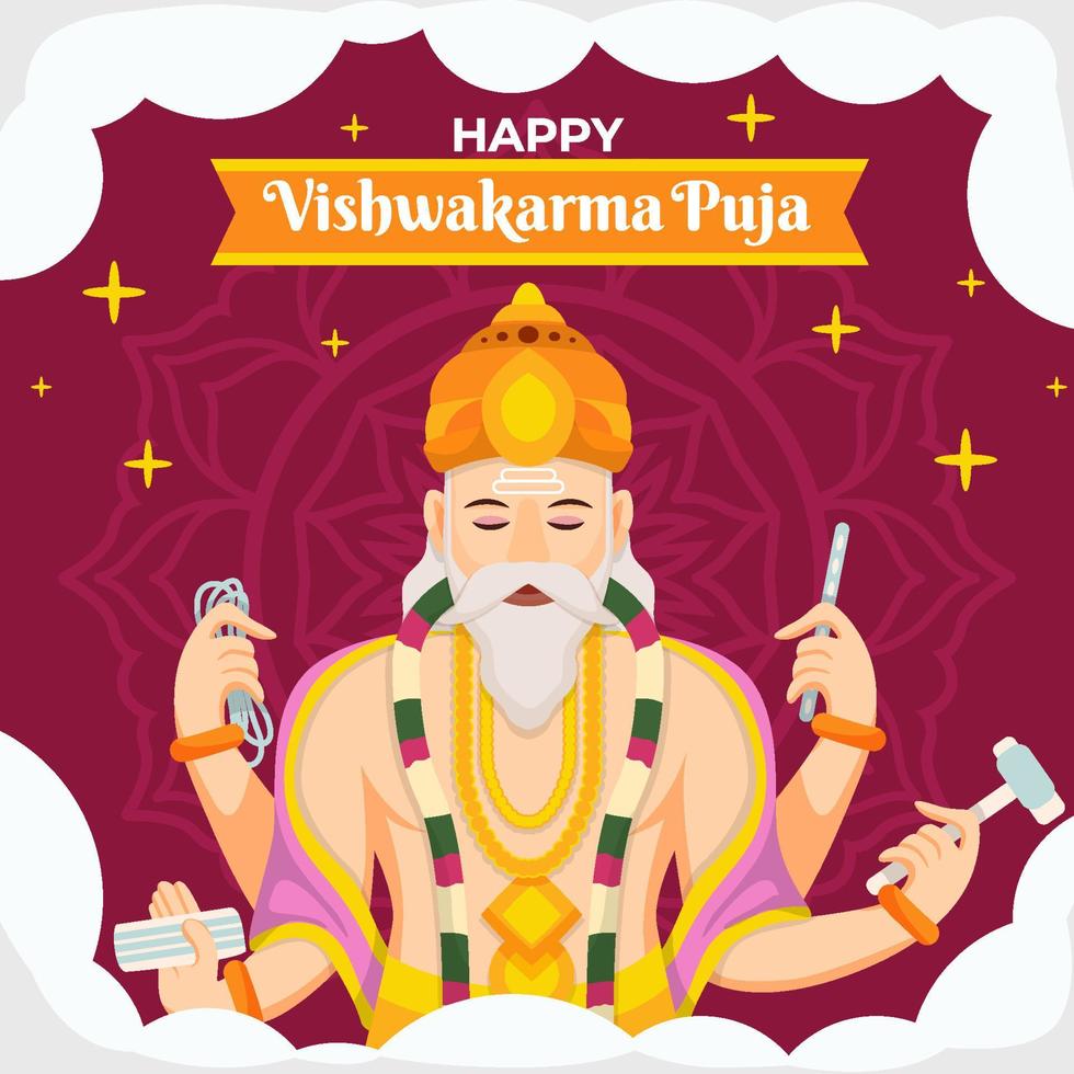 heureux, vishwakarma, puja, concept vecteur