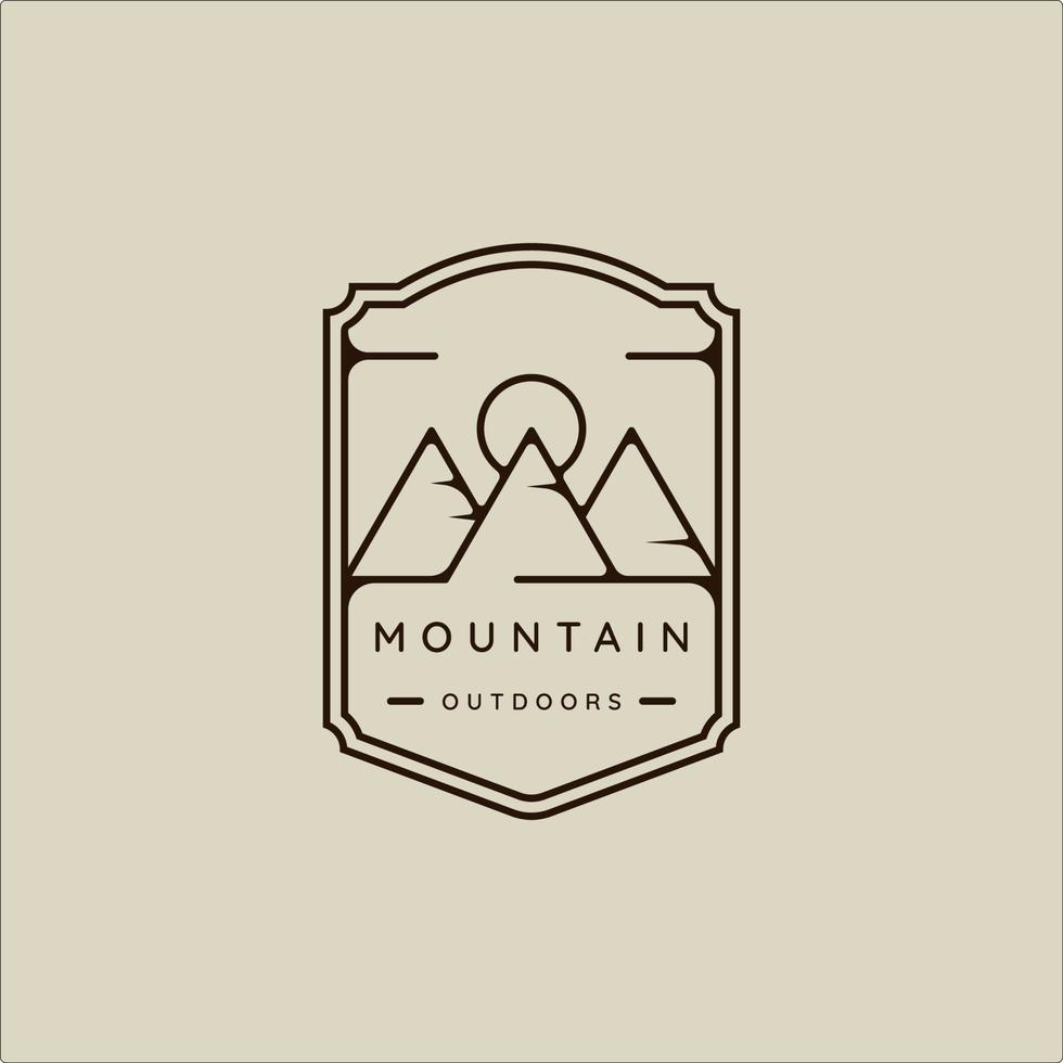 ligne de montagne art simple emblème logo illustration vectorielle modèle icône conception graphique. signe ou symbole d'aventure et de plein air pour les voyages d'affaires avec le concept de badge vecteur