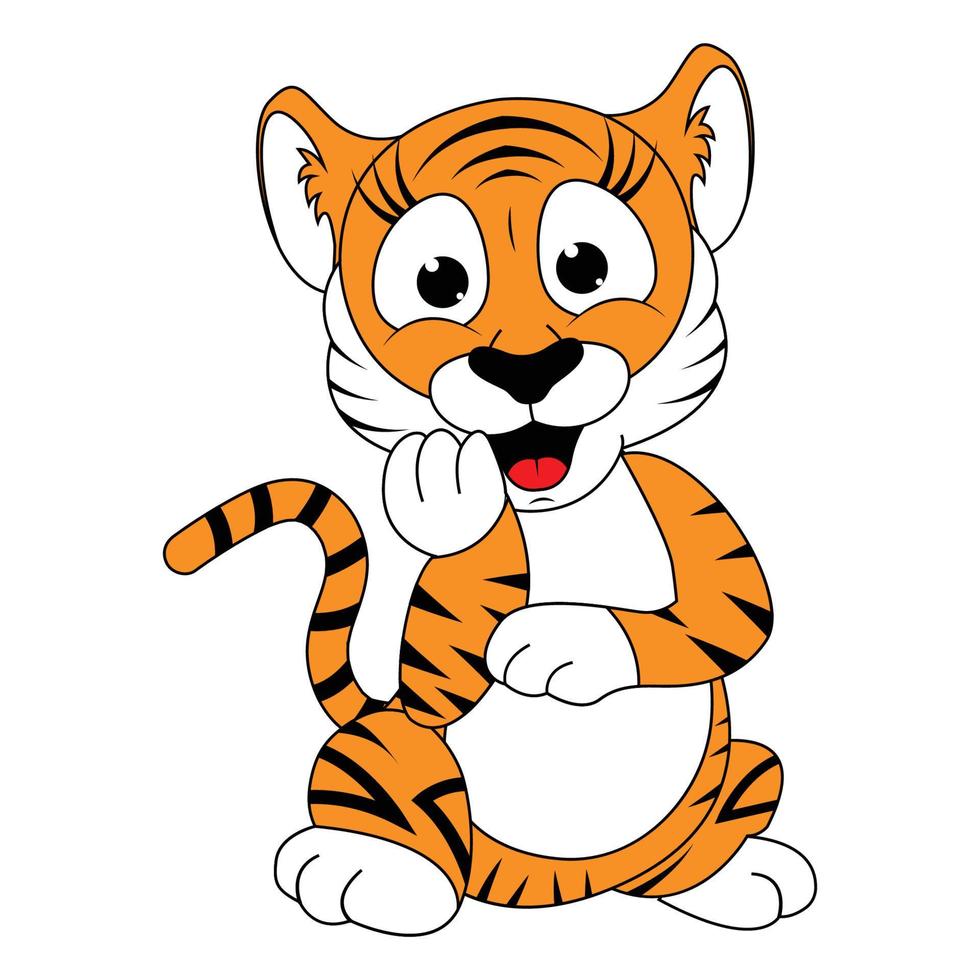 graphique de dessin animé animal tigre mignon vecteur