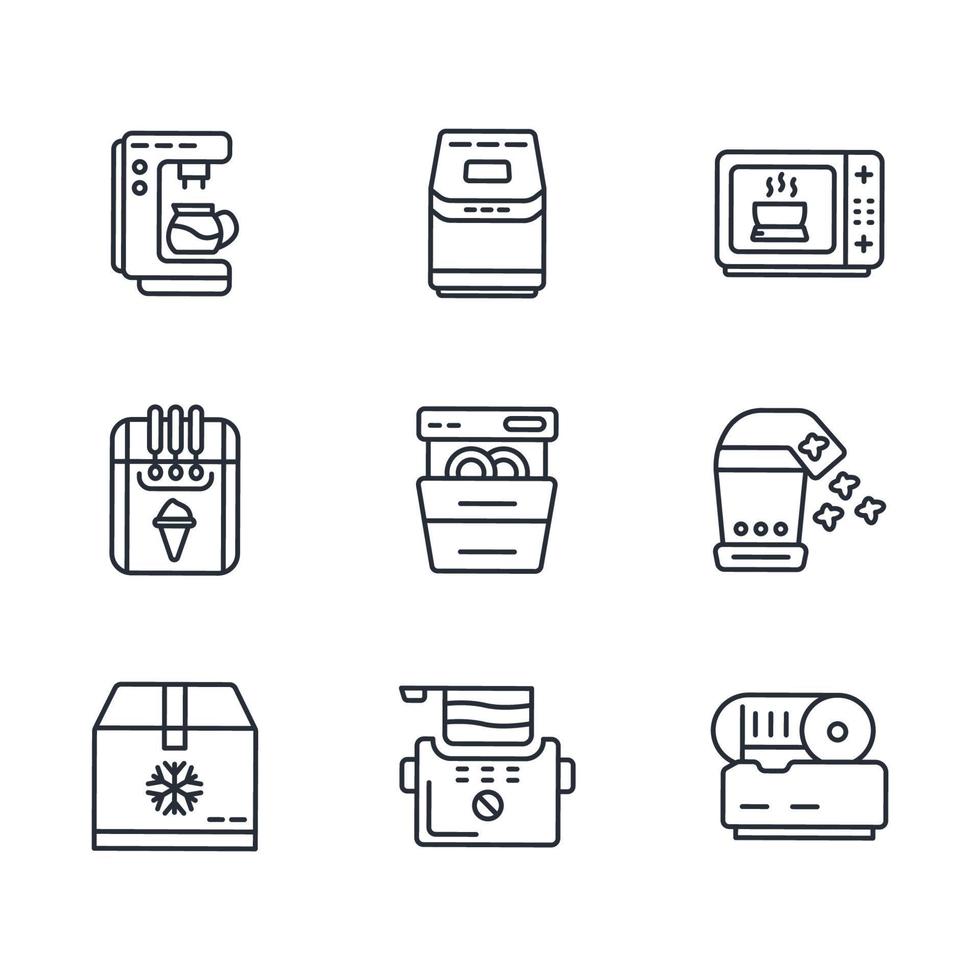 icônes d'appareils de cuisine symboles éléments vectoriels pour le web infographique vecteur