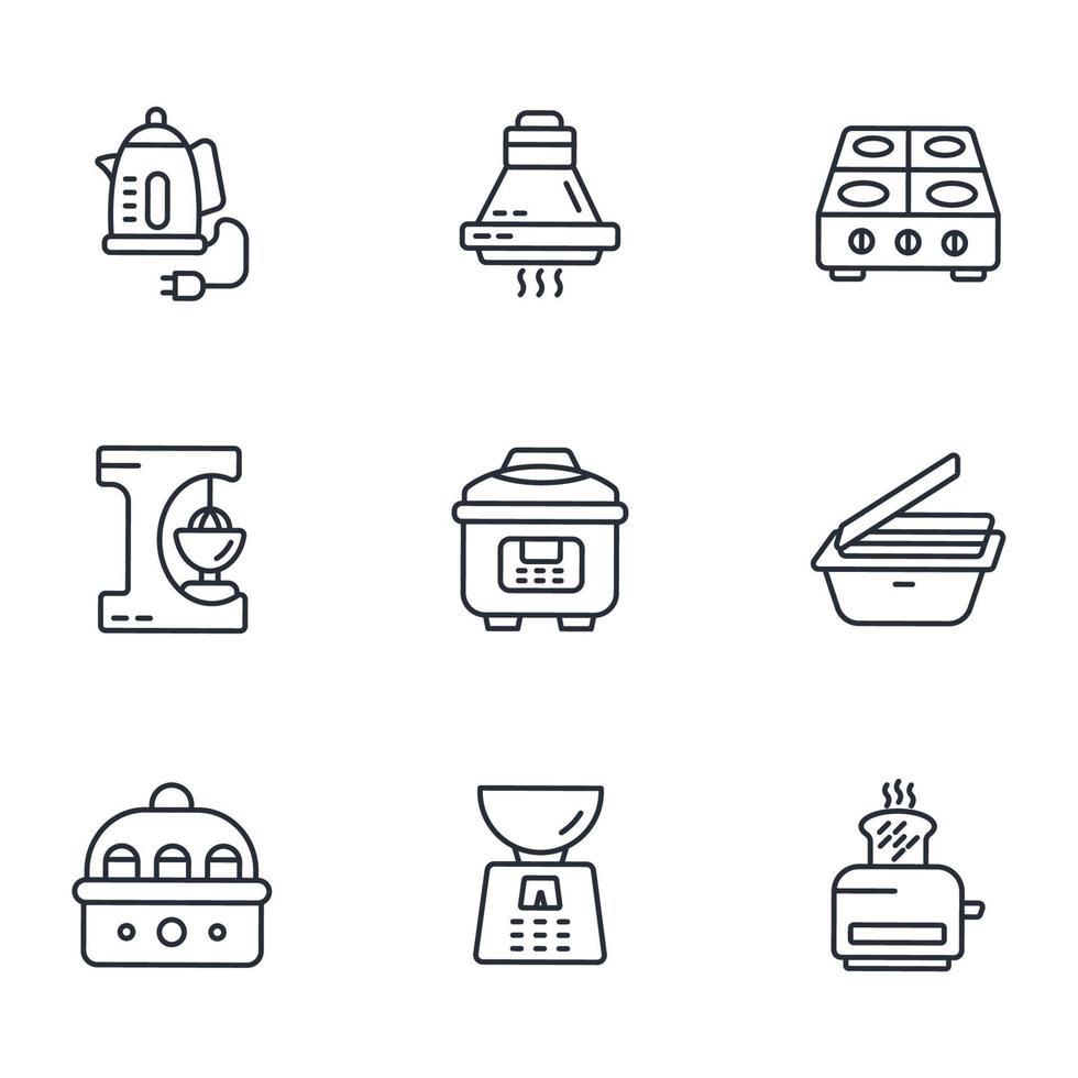 icônes d'appareils de cuisine symboles éléments vectoriels pour le web infographique vecteur