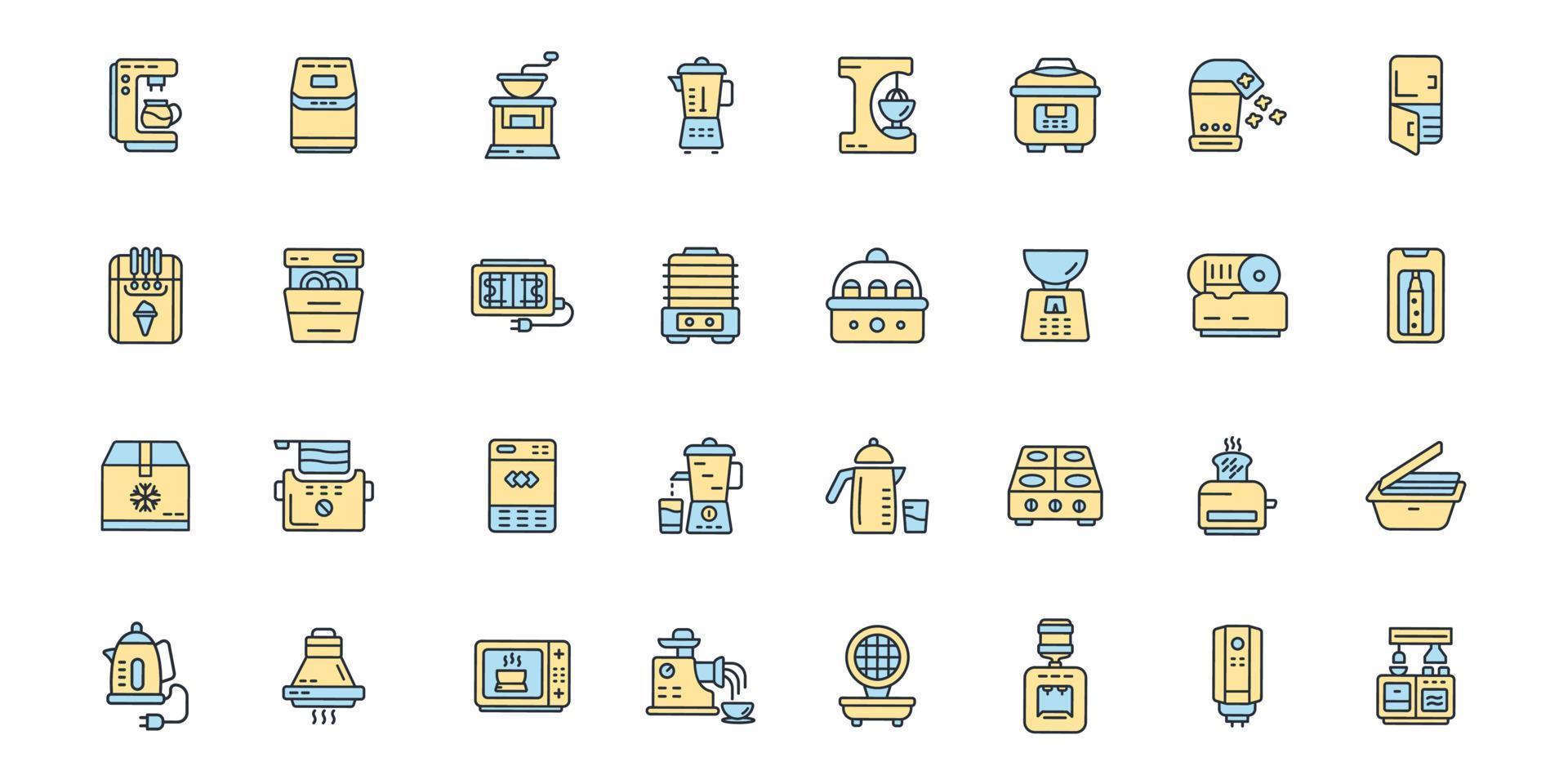 icônes d'appareils de cuisine symboles éléments vectoriels pour le web infographique vecteur