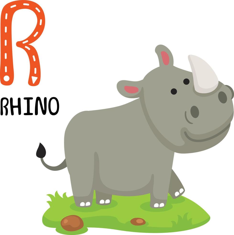 illustration isolé animal alphabet lettre r-rhinocéros vecteur