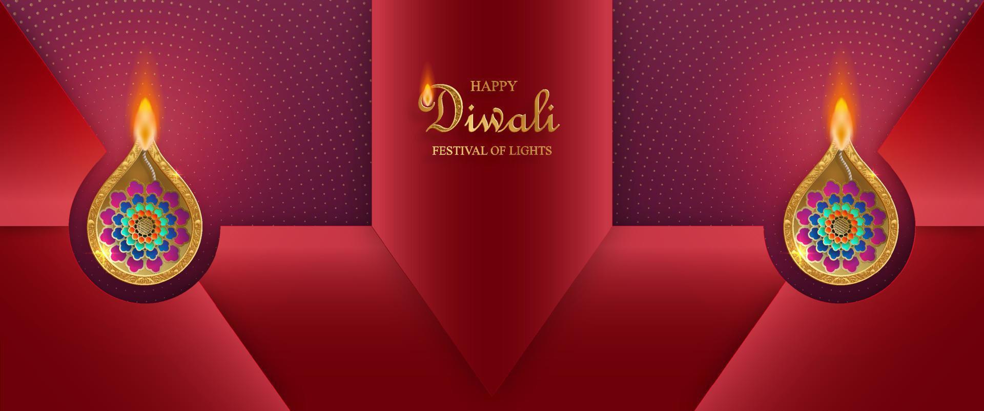 carte festive diwali et deepawali. la fête indienne des lumières vecteur