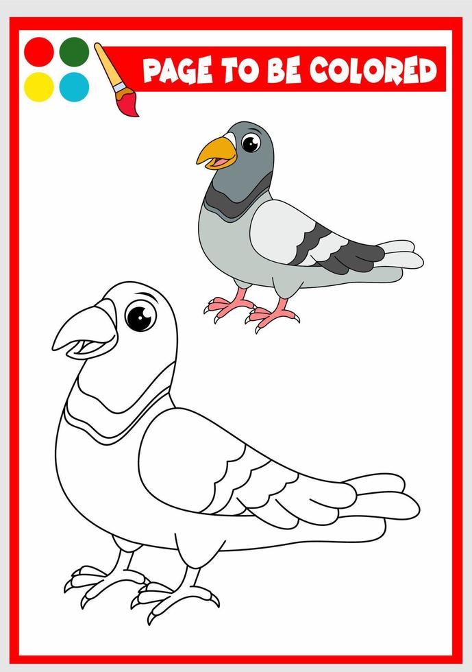 livre de coloriage pour les enfants. Pigeon vecteur