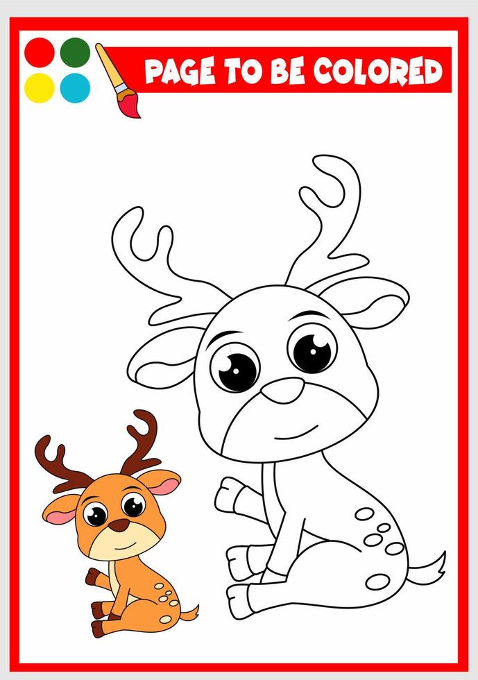 livre de coloriage pour les enfants. cerf vecteur