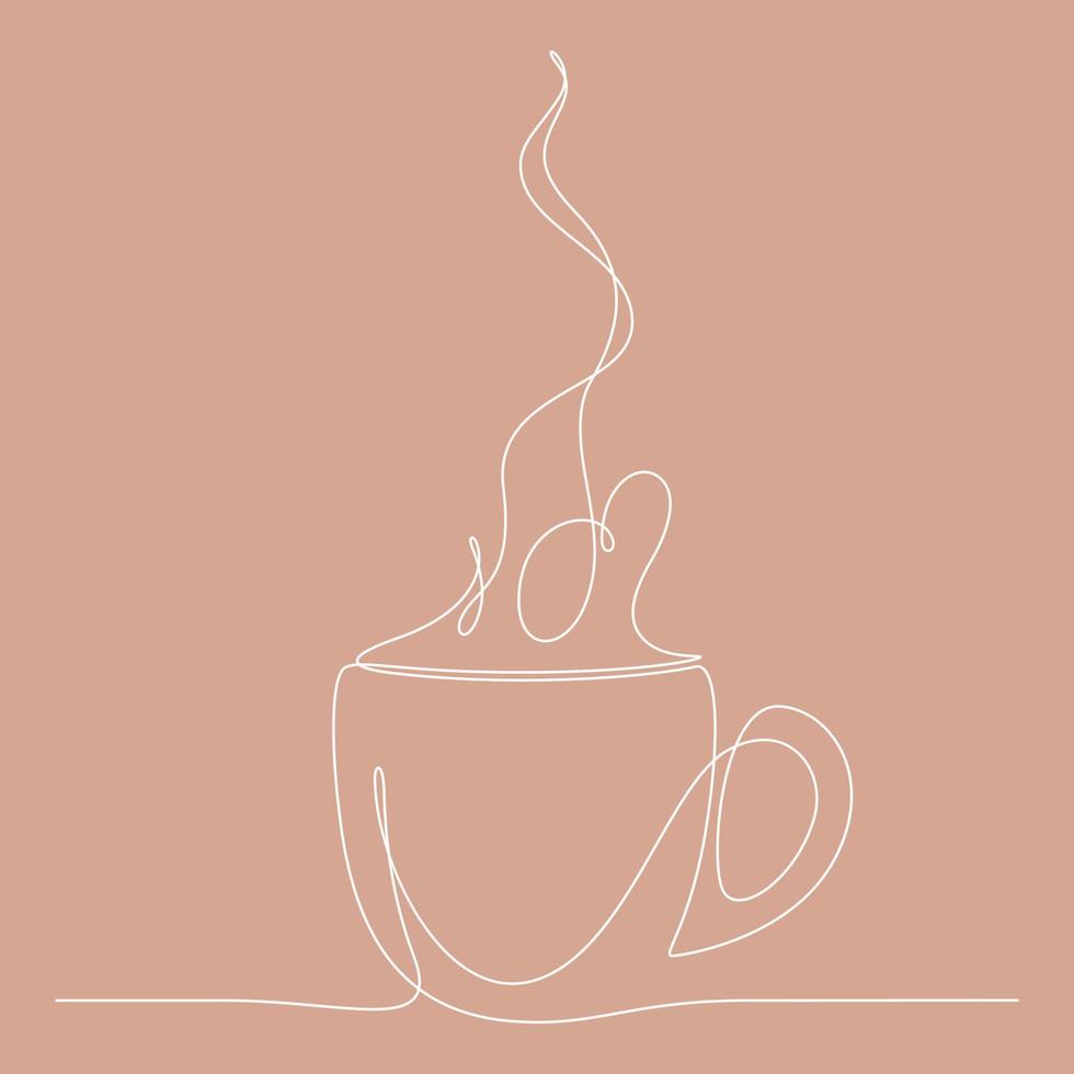 dessin au trait continu d'une illustration vectorielle de tasse à café vecteur